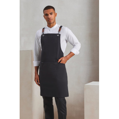 Bib apron with crossed CLIP 'N' CLASP back straps